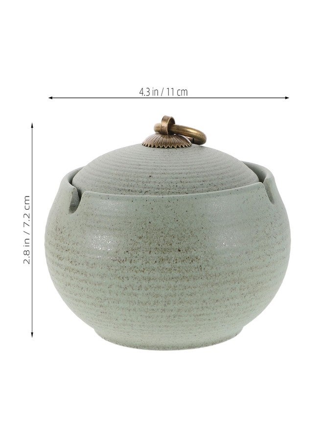NIYANGLE Modern Ceramic Ashtray with Lid for Outdoor and Indoor Use Windproof Covered Ash Tray for Patio Living Study Easy to Clean and Home Decor in Light Green - Image 2